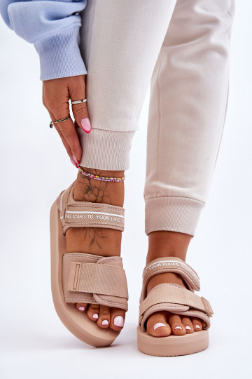 Sandales pour femmes avec attaches adhésives Big Star LL274787 beige 2