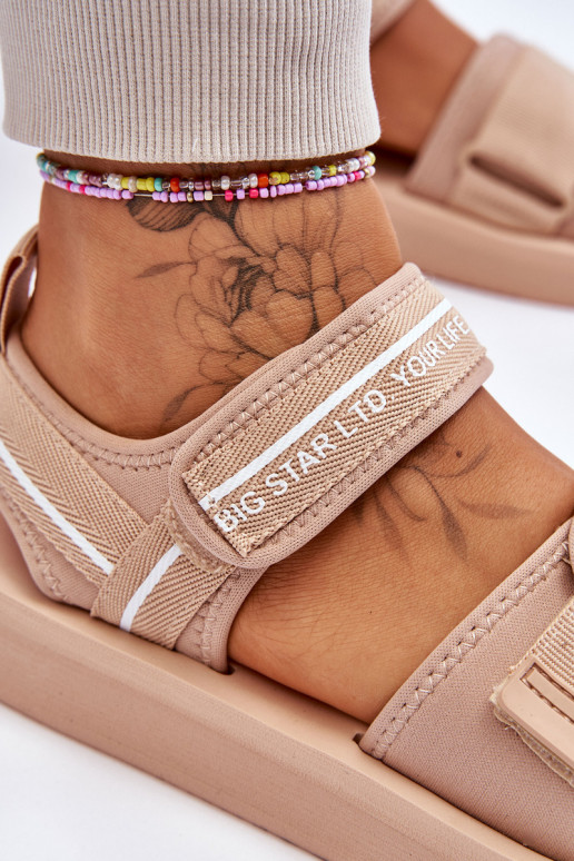 Sandales pour femmes avec attaches adhésives Big Star LL274787 beige