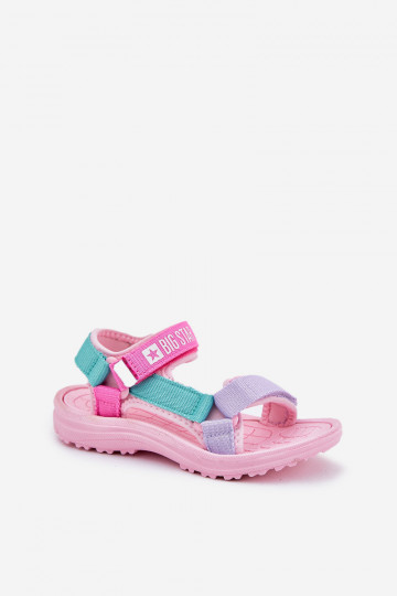 des sandales Puéril avec attaches adhésives Big Star RR374519 couleur rose