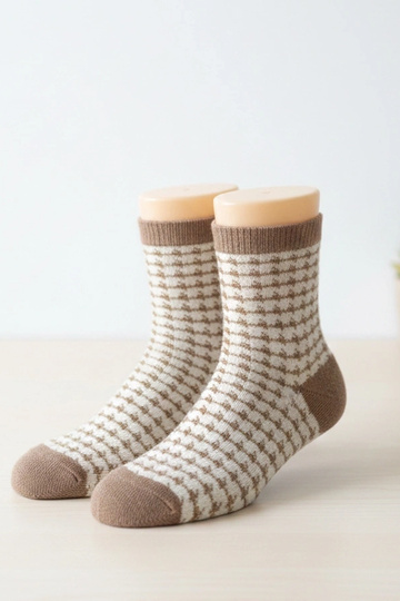 Chaussettes sable avec motifs pied-de-poule Sella