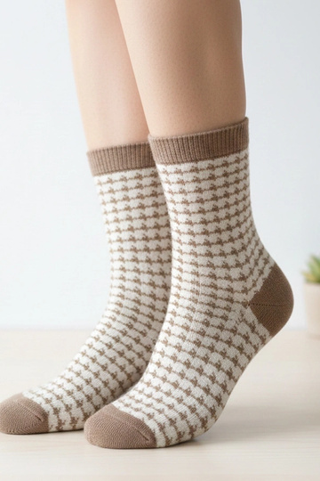 Chaussettes sable avec motifs pied-de-poule Sella 2