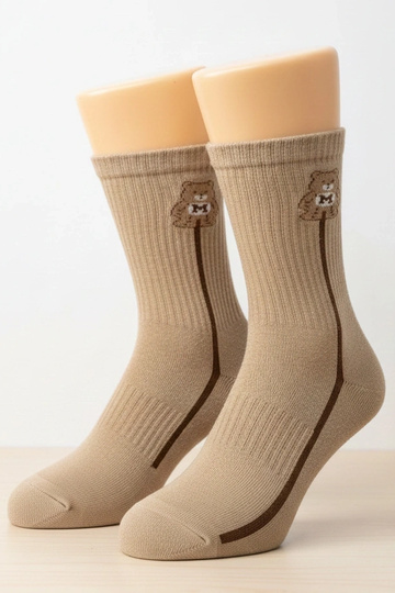 Chaussettes chaudes sable avec ourson Sella