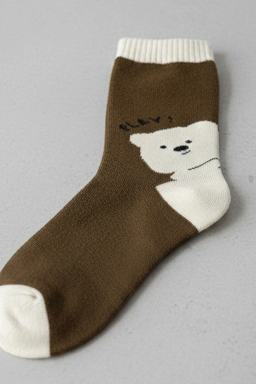 Chaussettes brunes avec ourson Sella