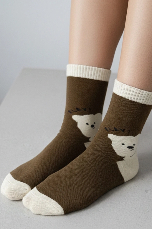 Chaussettes brunes avec ourson Sella