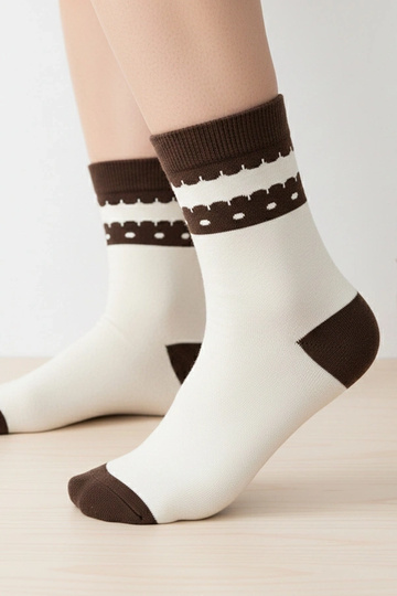 Chaussettes chaudes beiges avec un accent marron Sella 2