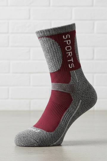 Chaussettes chaudes grises avec un accent bordeaux Siera