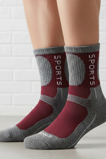 Chaussettes chaudes grises avec un accent bordeaux Siera 2