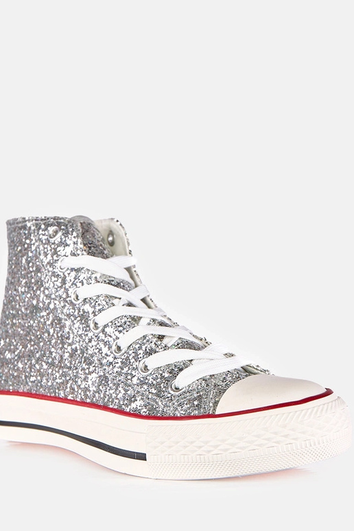 Baskets brillantes argentées pour...
