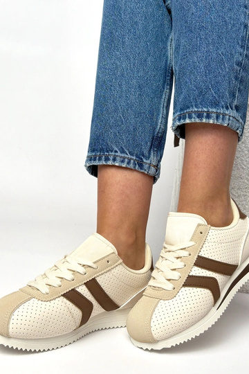 Baskets sportives couleur sable et brune Camille 2