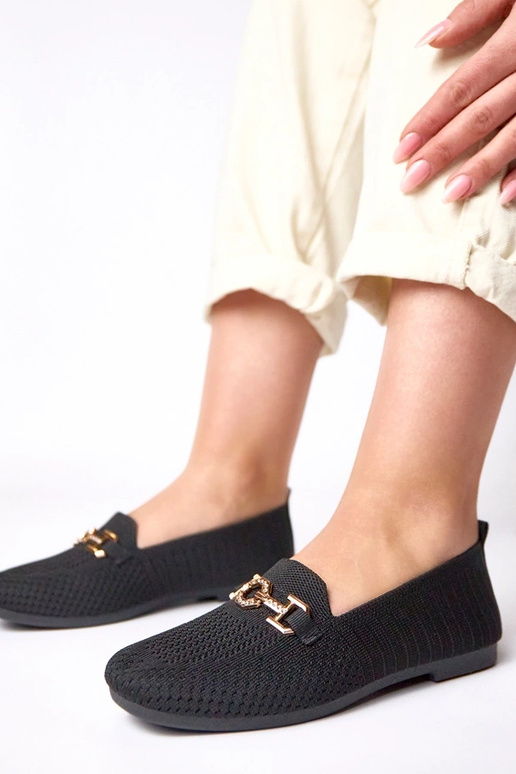 Mocassins en tissu noirs avec...