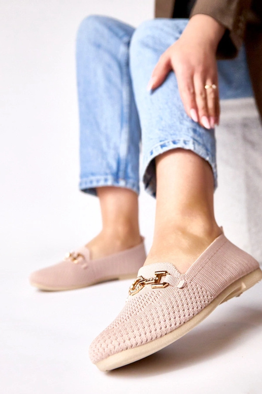 Mocassins en tissu roses avec...