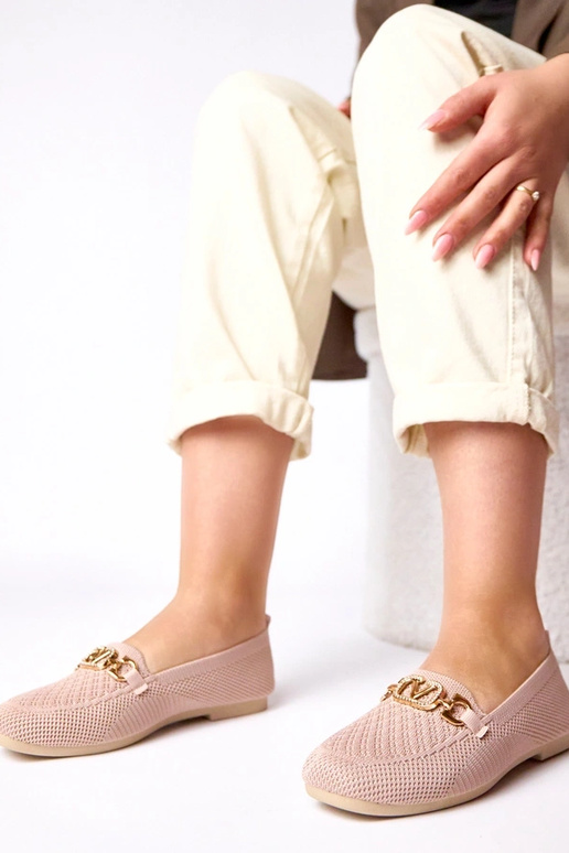 Mocassins en tissu roses avec...