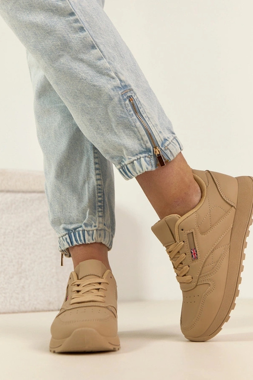 Baskets quotidiennes couleur sable à...