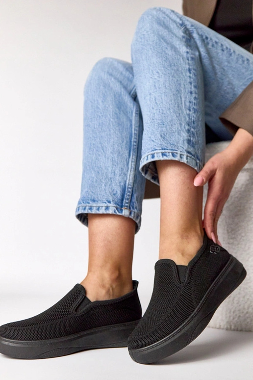 Baskets en tissu noires plateforme...