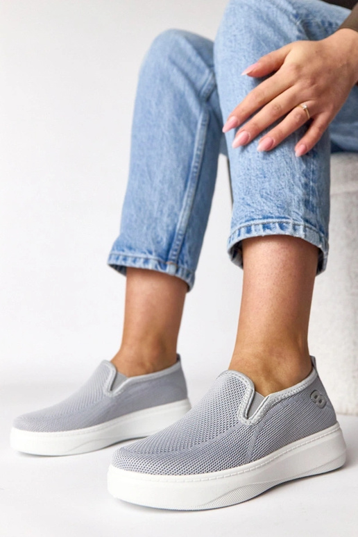 Baskets en tissu grises plateforme...