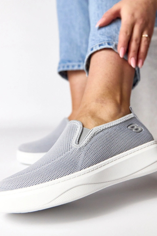 Baskets en tissu grises plateforme...