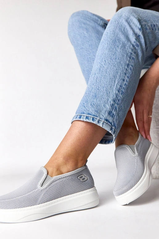 Baskets en tissu grises plateforme...