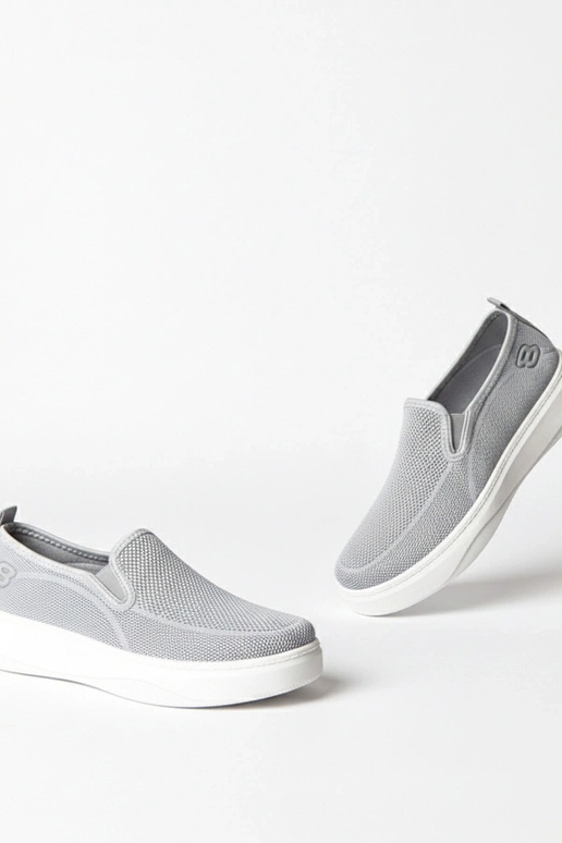 Baskets en tissu grises plateforme...