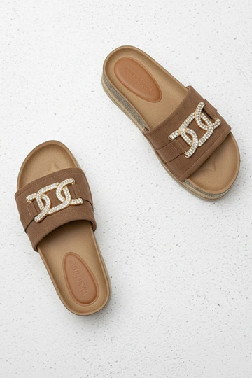 Sandales plateforme marron avec ornements brillants Faustine