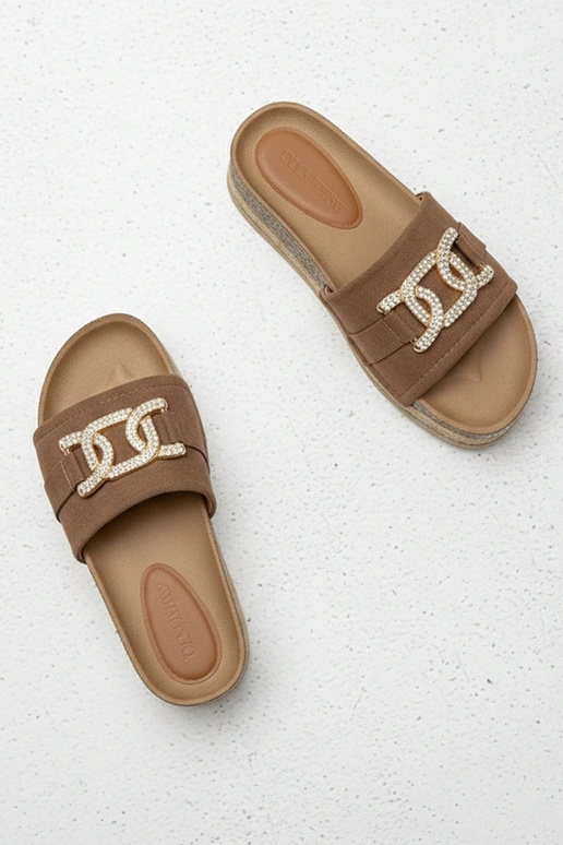 Sandales plateforme marron avec...