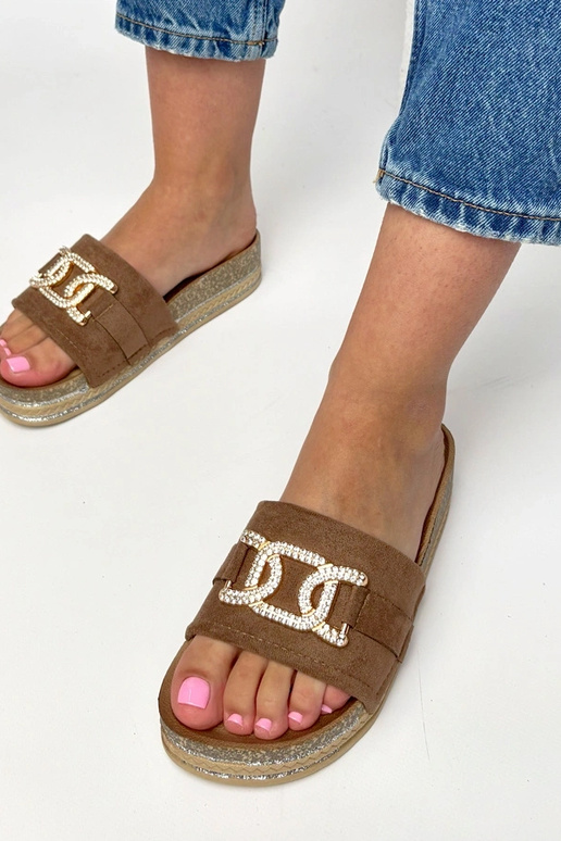 Sandales plateforme marron avec...