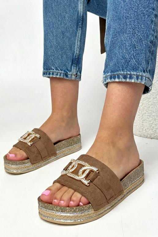 Sandales plateforme marron avec...