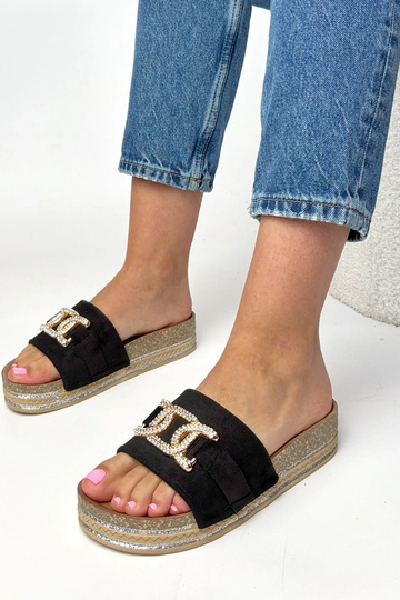 Sandales plateforme noires avec ornements brillants Faustine 2