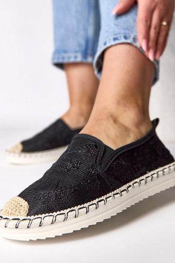 Espadrilles noires ornées de paillettes Lucie 2