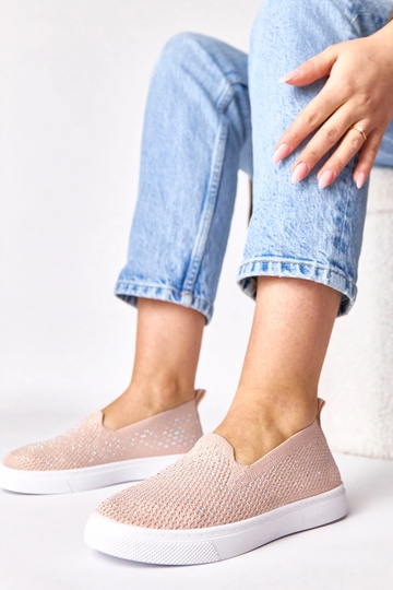 Baskets en textile rose avec des zirconiums Gabrielle