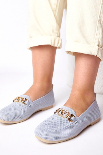 Mocassins en textile gris avec ornement doré Bianca 2