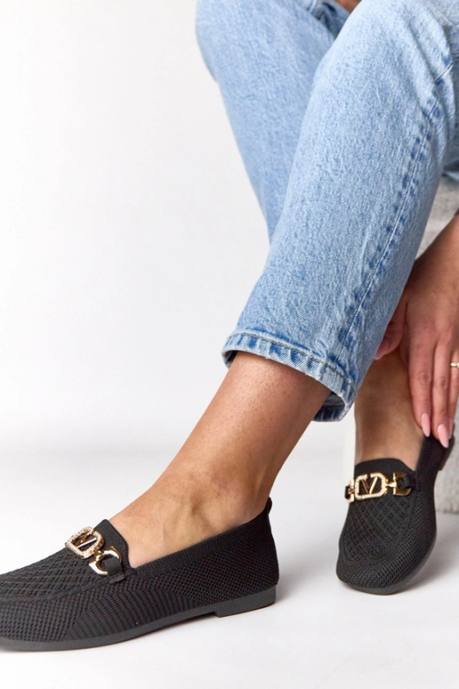 Mocassins en textile noirs avec...