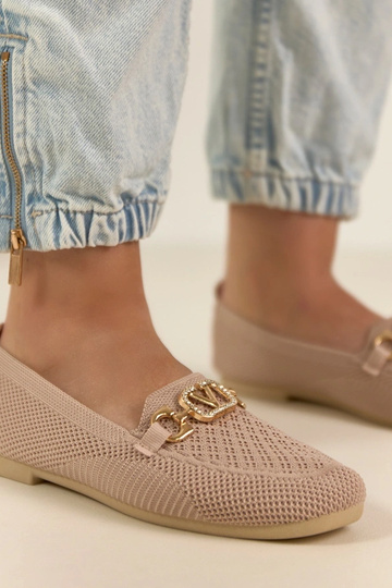 Mocassins en textile roses avec ornement doré Bianca 2