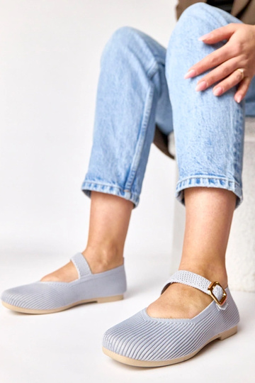 Ballerines en textile grises avec bride Donatella 2