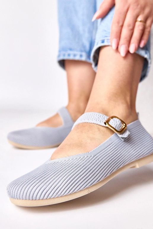 Ballerines en textile grises avec...