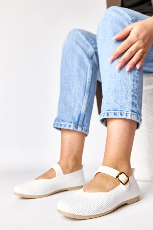 Ballerines en textile blanches avec...