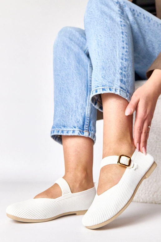 Ballerines en textile blanches avec...