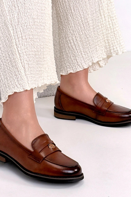 Mocassins en cuir marron avec décoration Cambell