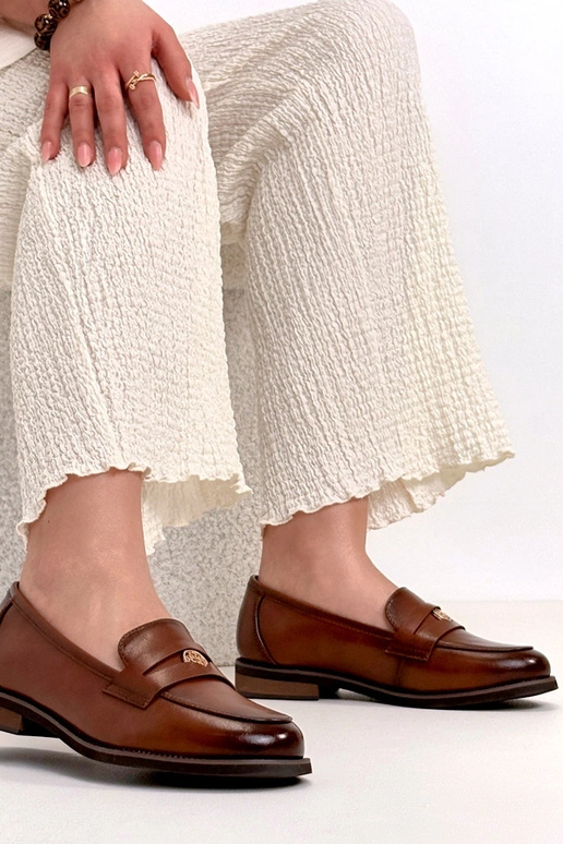 Mocassins en cuir marron avec décoration Cambell