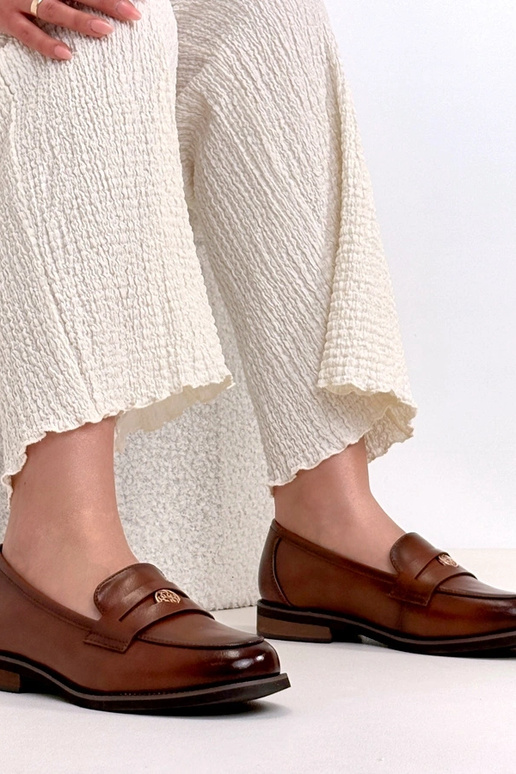 Mocassins en cuir marron avec décoration Cambell