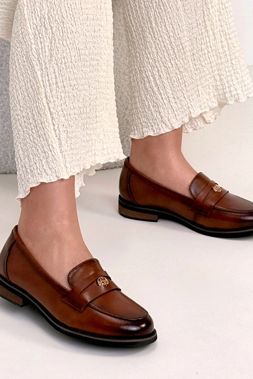 Mocassins en cuir marron avec décoration Cambell