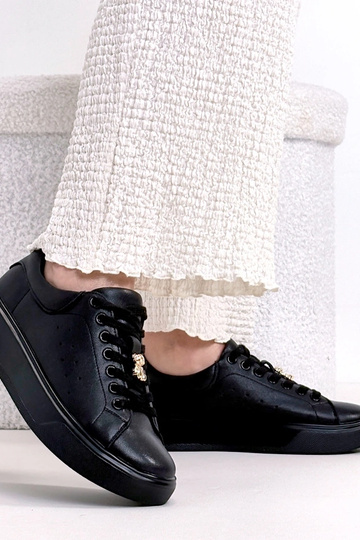 Baskets en cuir noires avec...