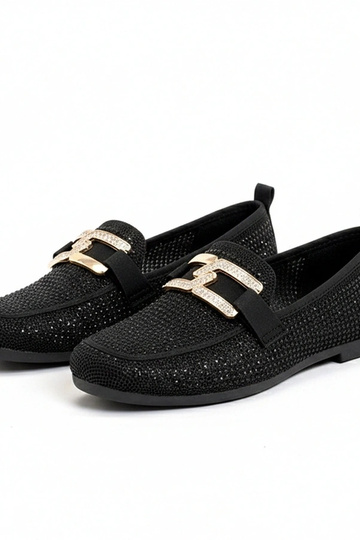 Ballerines en cuir couleur chocolat décorées de zircons Penelope