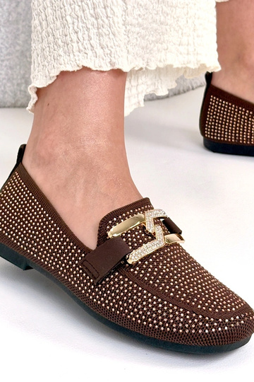 Mocassins en tissu couleur sable avec ornement doré Mathilde 2