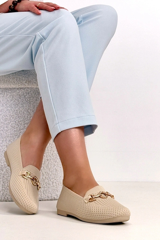 Mocassins en tissu marron avec...