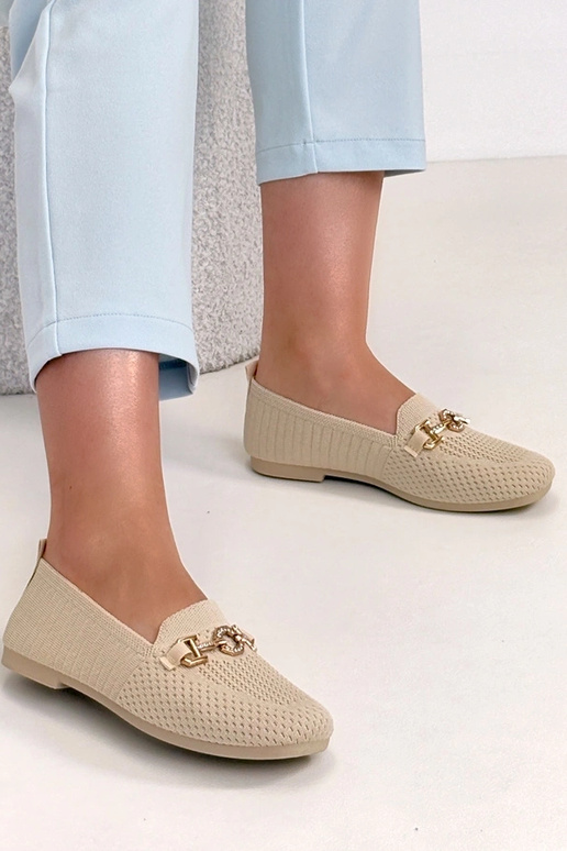 Mocassins en tissu marron avec...