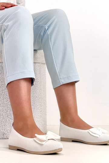 Ballerines en vison blanches avec lacets Serenity 2