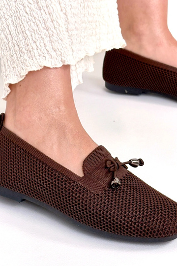 Mocassins en tissu couleur sable foncé avec nœud Aubrey 2