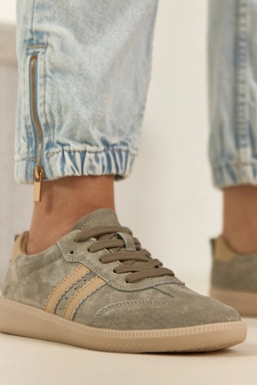 Baskets en cuir chaki Filippo 2