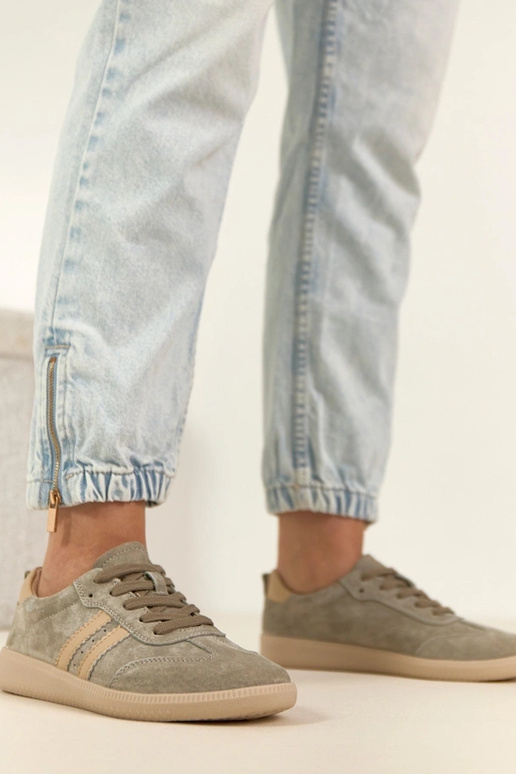 Baskets en cuir chaki Filippo