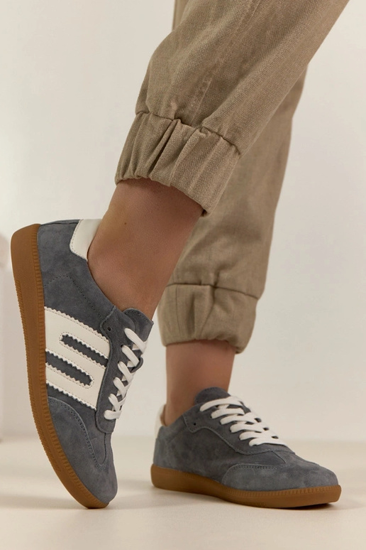 Baskets en cuir gris Filippo